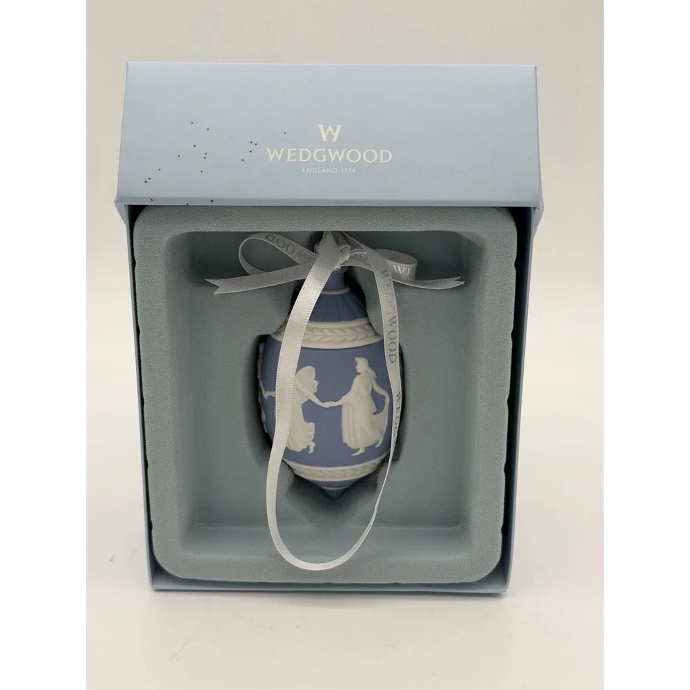 Wedgwood Jasperware Dancing Hours Blue/white Christmas Ornament Porcelain